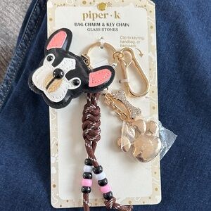 Piper-K Dog Keychain with Black and Pink Accents